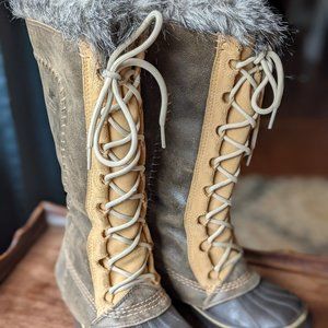 Sorel Cate the Great tall leather winter boot with fur- new!